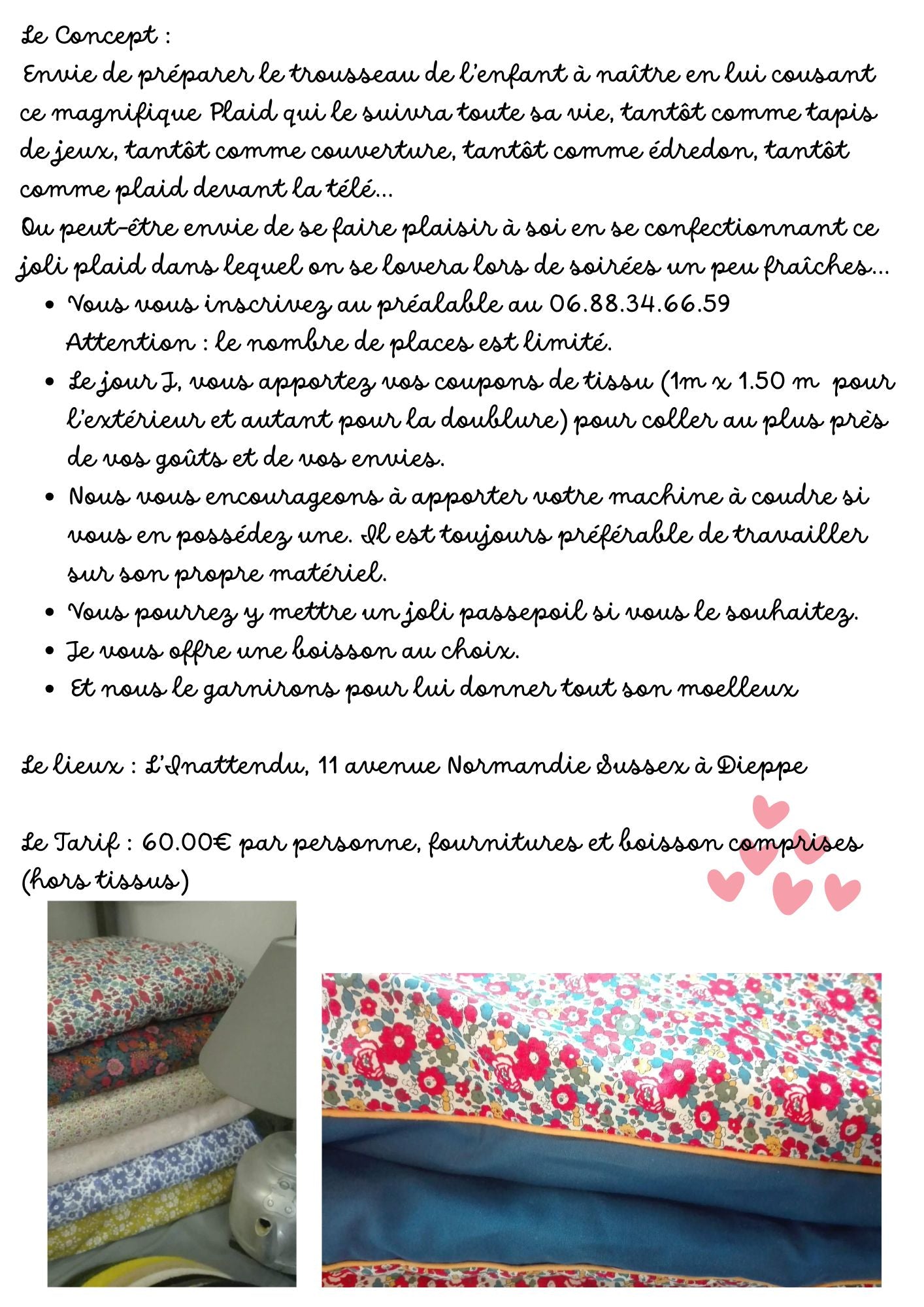 Atelier Trousseau de Bébé : le Plaid pour la Vie