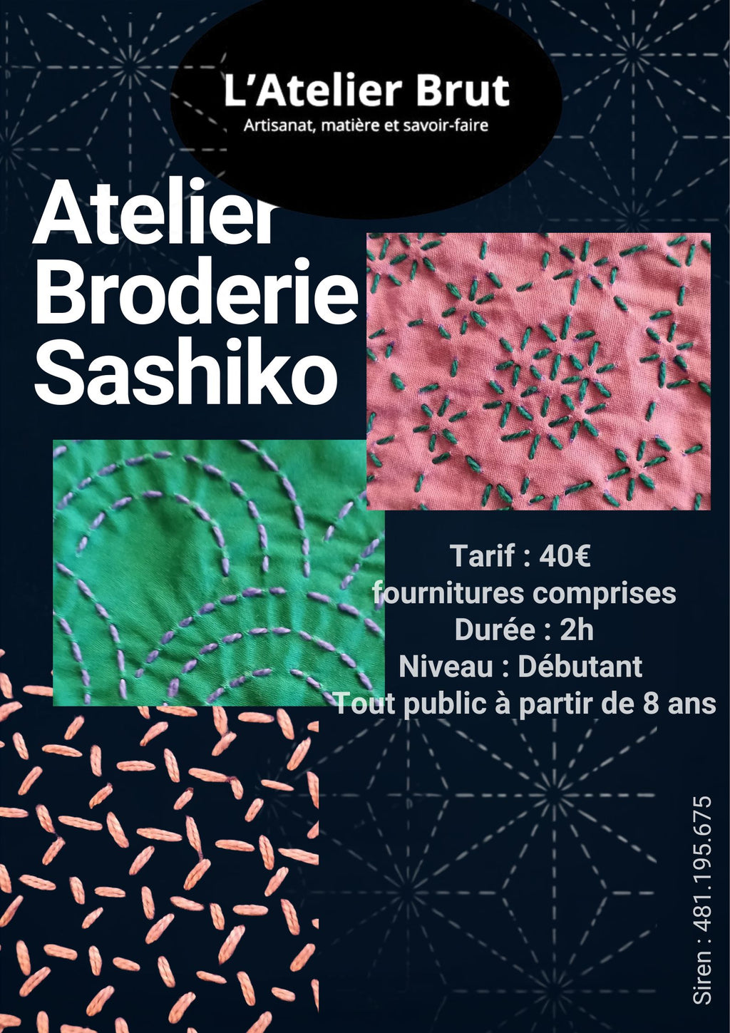 Atelier Broderie : Initiation à la broderie Sashiko