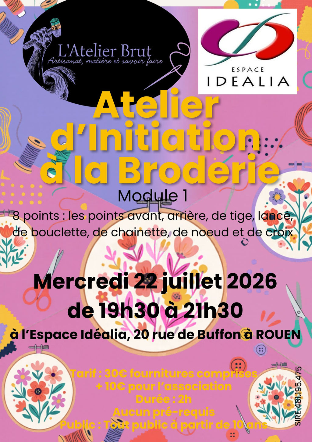 Atelier Broderie - Initiation Module 1