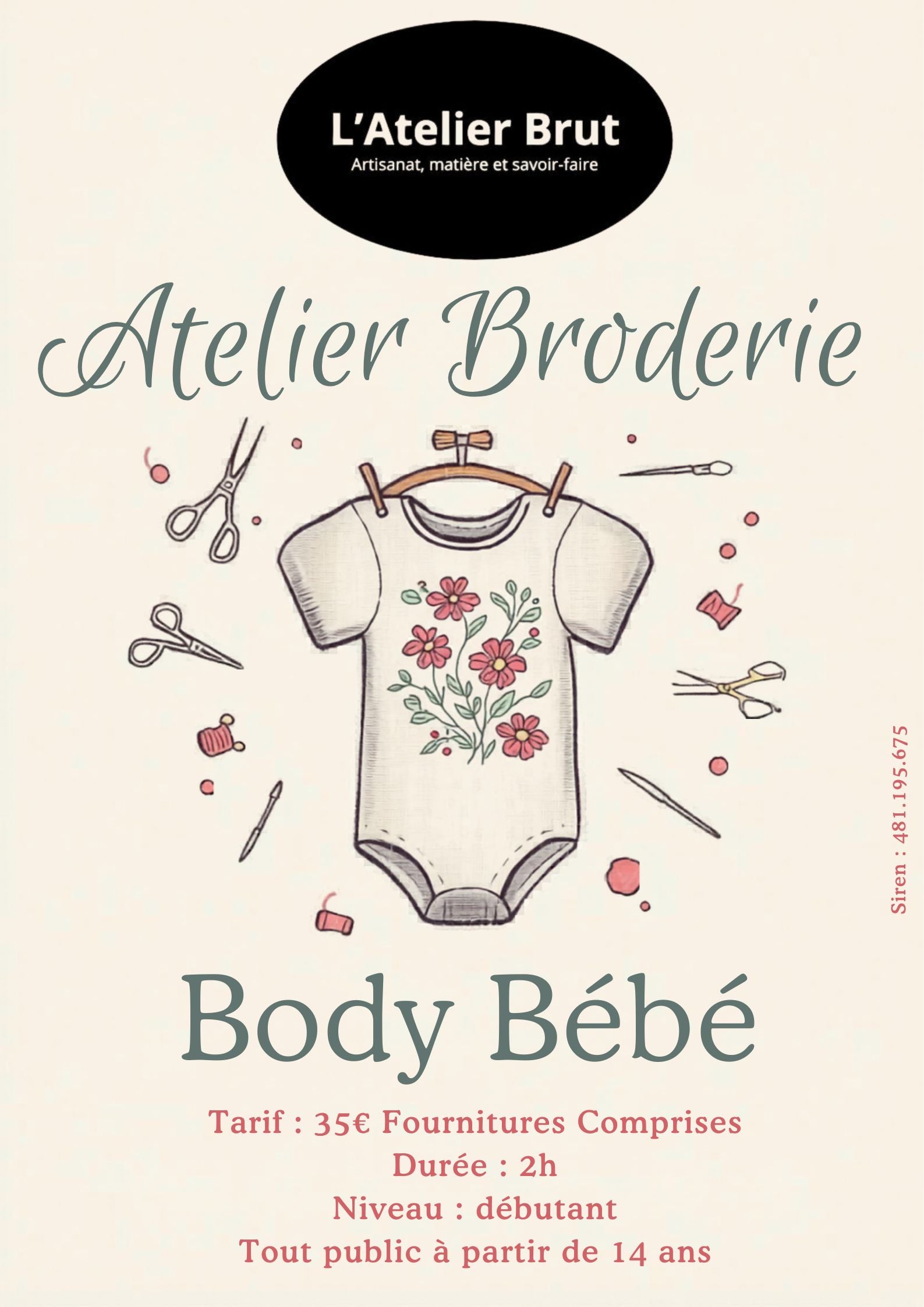 Atelier Broderie : Body Bébé