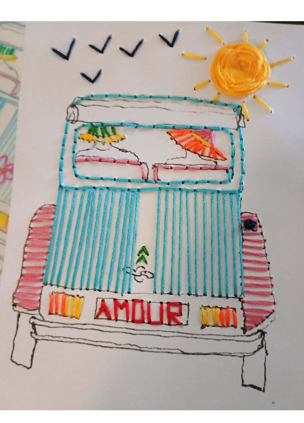 Carte à Broder "L'Amour en 2 CV"
