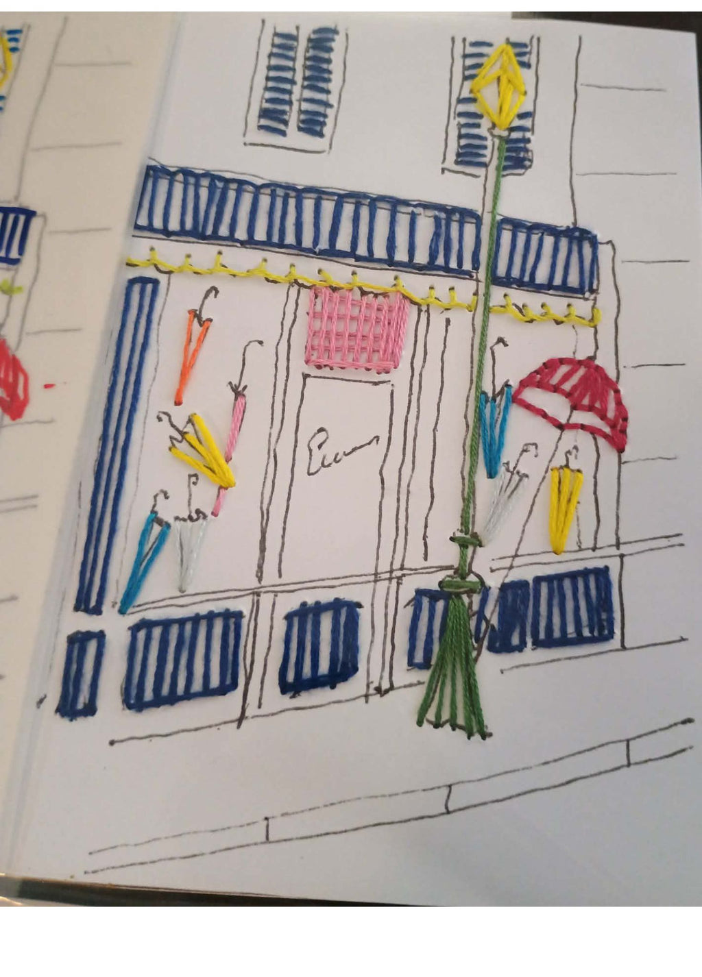 Carte à Broder "La Marchande de Parapluie"