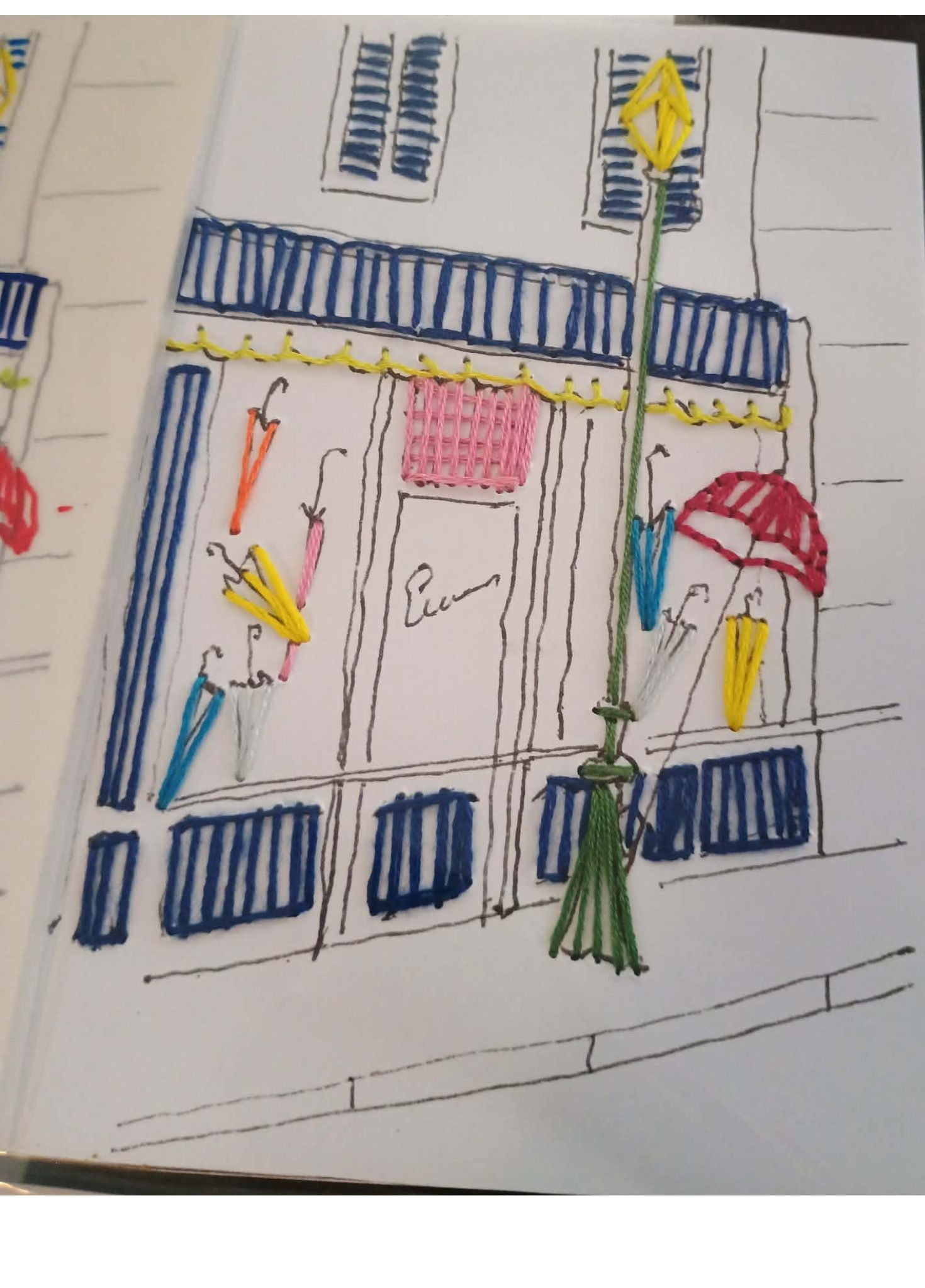 Carte à Broder "La Marchande de Parapluie"