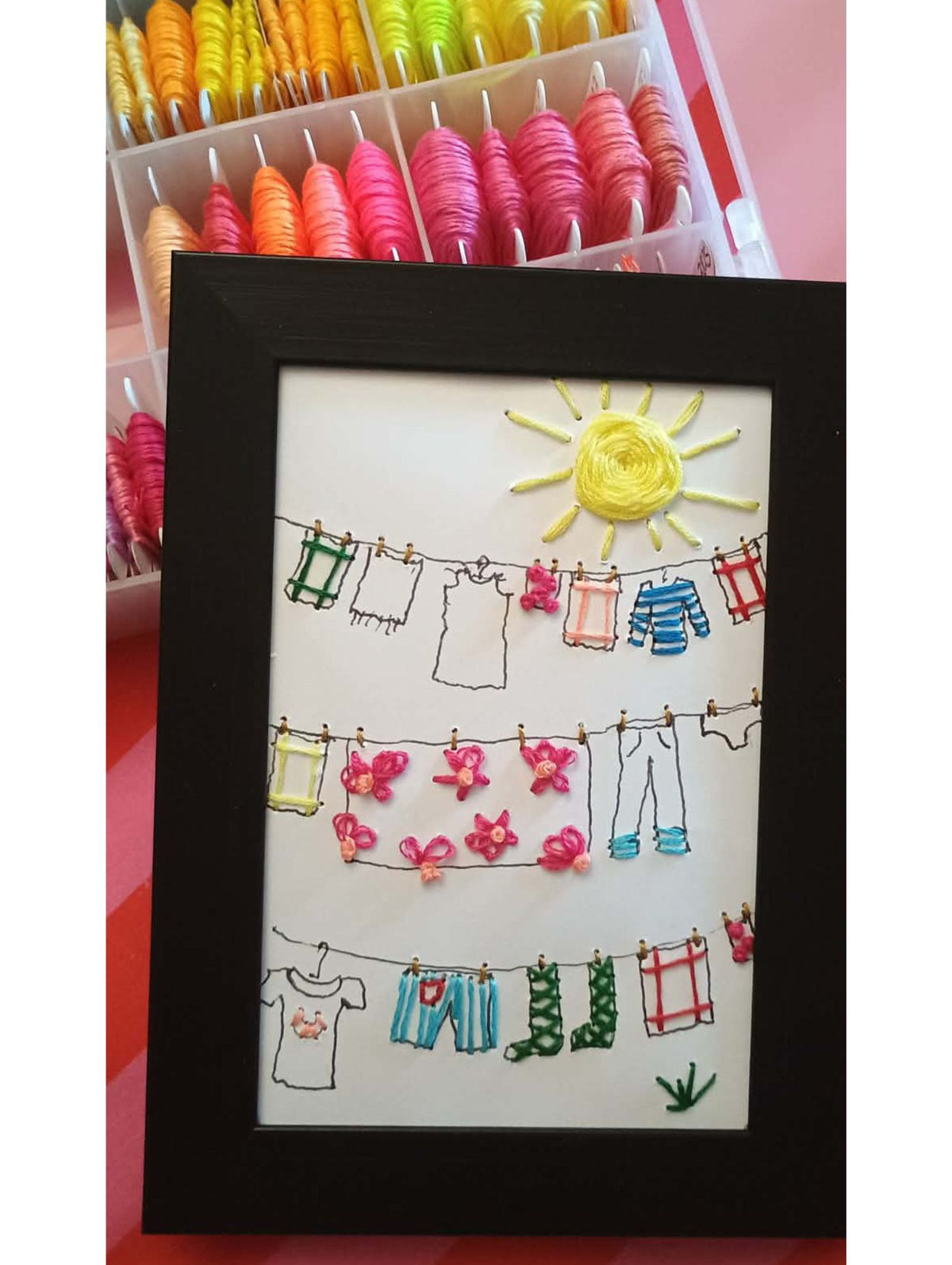 Carte à Broder "Le Linge au Soleil"