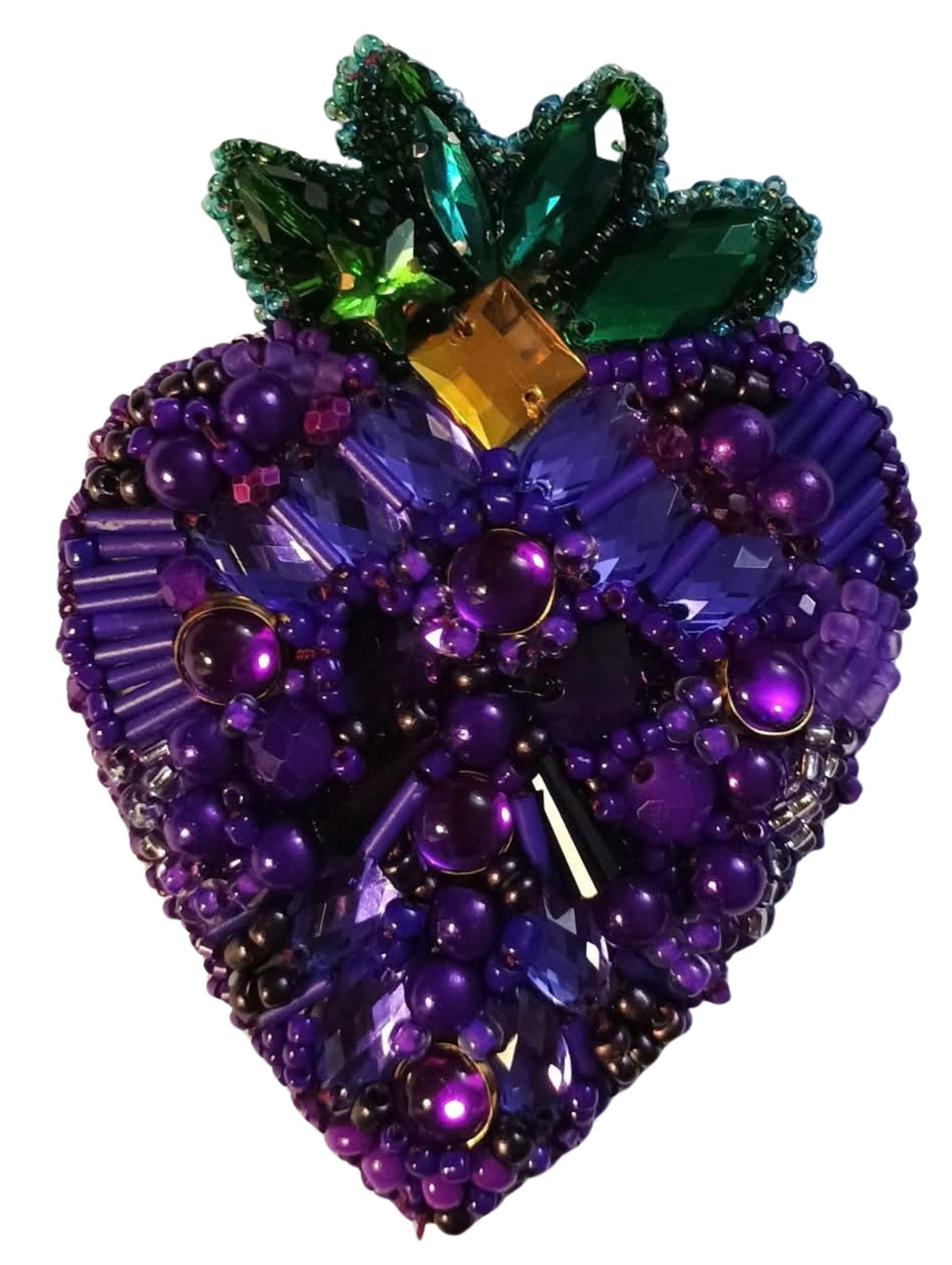 Broche Perlée COEUR EMMA violet 2