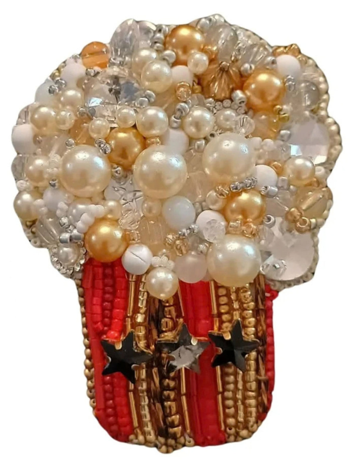 Broche perlée POP CORN