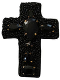 Broche perlée CROIX noire