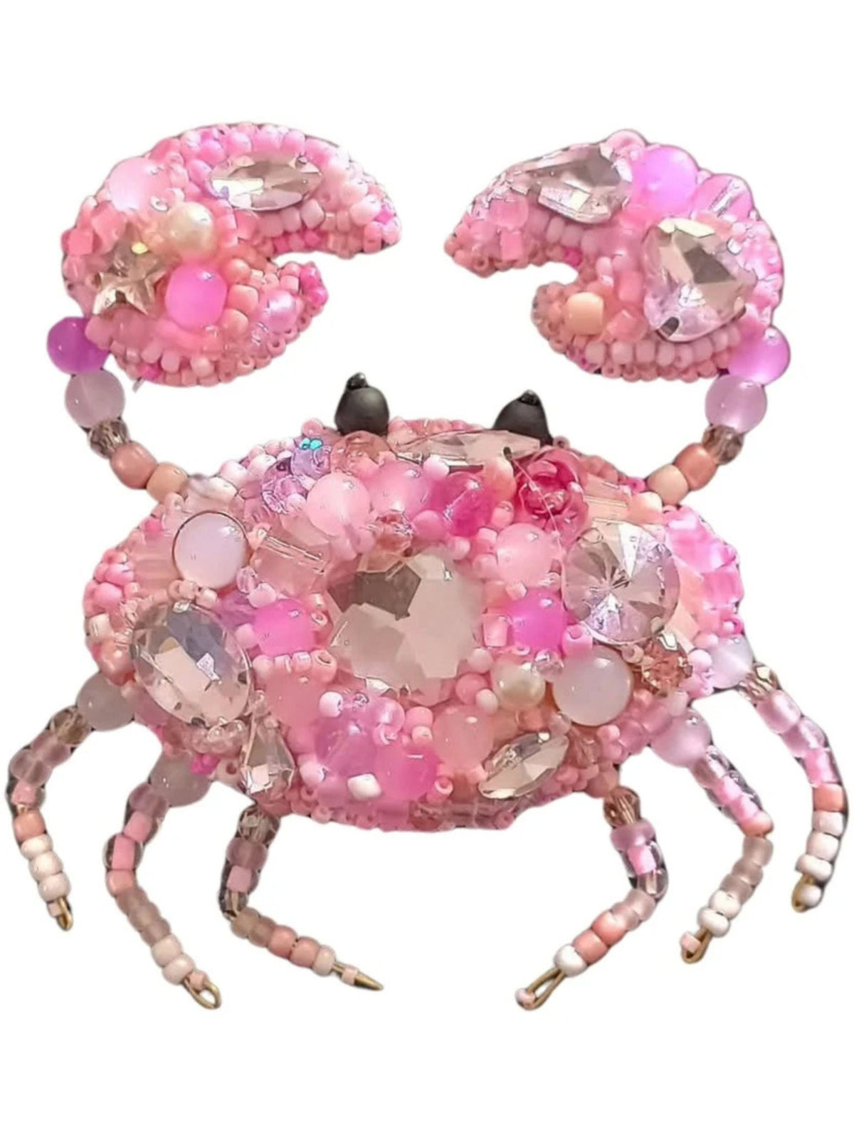 Broche perlée CRABE rose