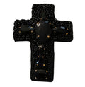 Broche perlée CROIX noire