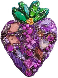 Broche perlée COEUR EMMA violet